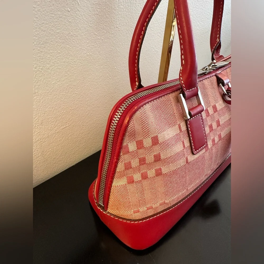 Burberry Red Nova Canvas and Leather Handbag - Picture 4 of 8